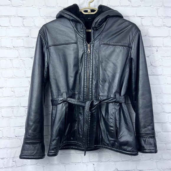 🚫SOLD! NWOT |•WILSONS LEATHER•| Plush Insulated Belted Hooded Jacket Coat Large - Picture 2 of 16